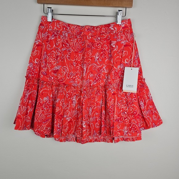 Carve Designs Dresses & Skirts - NWT Carve Designs Skirt Women Small Red Sienna Paisley Organic Cotton Mini